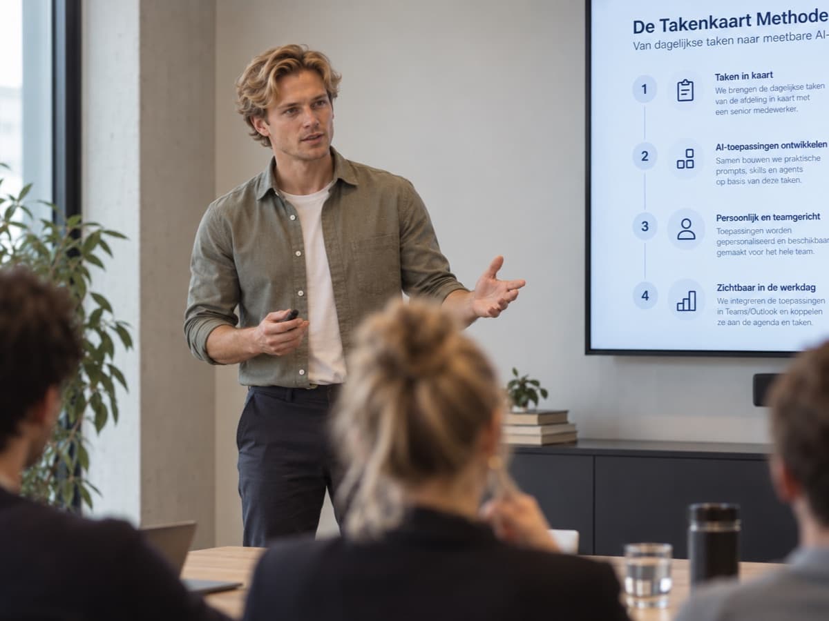 Stefan van BitRoot legt de Takenkaart-methode uit aan een afdeling